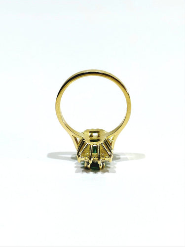Bague 54.5 Bague en or jaune 18 carats avec émeraude et diamants 58 Facettes 1746698