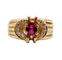Bague rétro en or 18k avec rubis synthétique et diamants 58 Facettes A01910