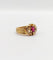 Bague rétro en or 18k avec rubis synthétique et diamants 58 Facettes A01910