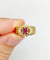 Bague rétro en or 18k avec rubis synthétique et diamants 58 Facettes A01910