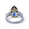 Bague 52 Bague solitaire saphir de Ceylan et diamants en platine et or jaune 58 Facettes