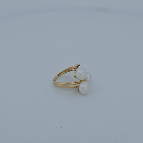 Bague 48 Bague perles de culture et diamants en or jaune 18 carats 58 Facettes RV CREATION - 3042192