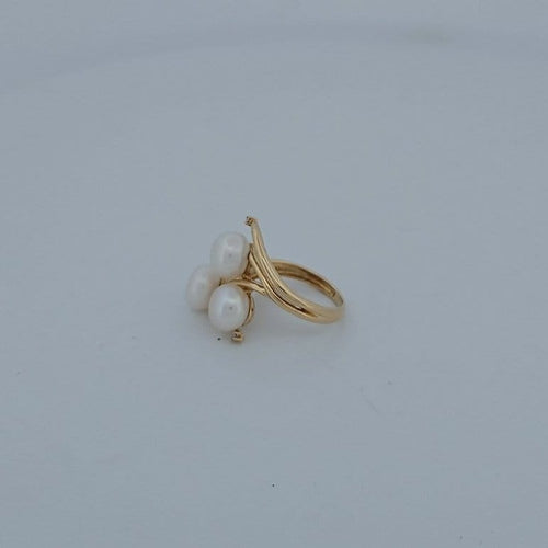 Bague 48 Bague perles de culture et diamants en or jaune 18 carats 58 Facettes RV CREATION - 3042192