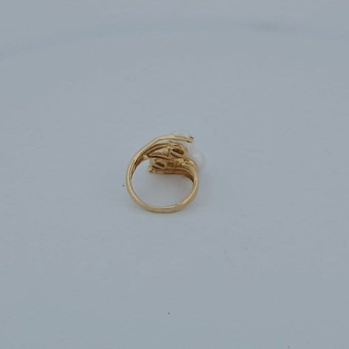 Bague 48 Bague perles de culture et diamants en or jaune 18 carats 58 Facettes RV CREATION - 3042192