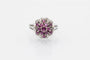 Bague 59 Bague vintage dôme en or blanc 585 sertie de rubis 58 Facettes KGN1