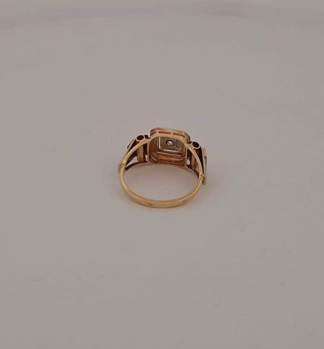 Bague 52.5 Bague Art déco à volutes en or jaune et blanc 18 carats 58 Facettes RV CREATION - 2504811