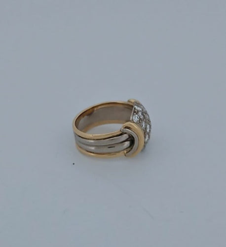 Bague 46.5 Bague en or jaune et blanc 18 carats avec diamants 58 Facettes RV CREATION - 2909894