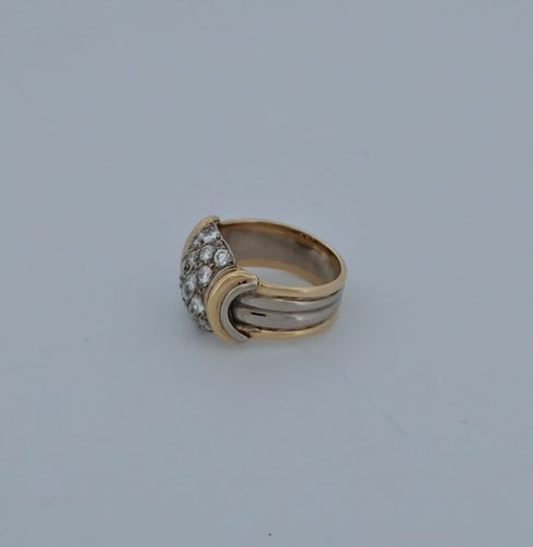 Bague 46.5 Bague en or jaune et blanc 18 carats avec diamants 58 Facettes RV CREATION - 2909894
