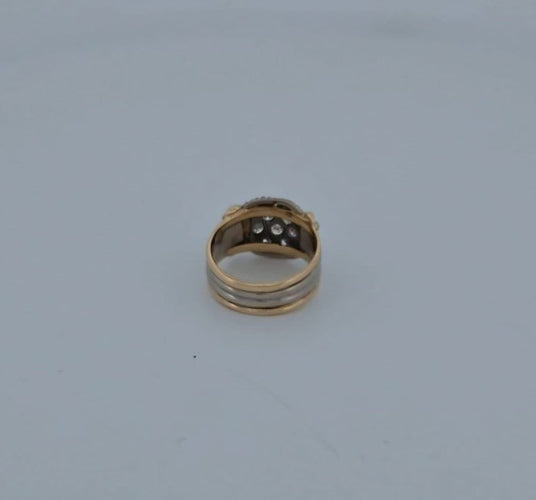 Bague 46.5 Bague en or jaune et blanc 18 carats avec diamants 58 Facettes RV CREATION - 2909894