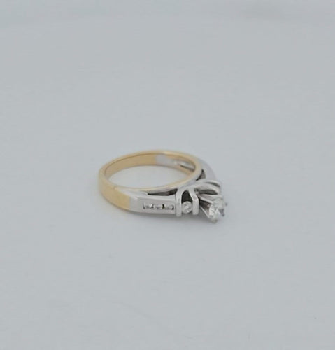 Bague 53.5 Bague - Diamant taille brillant en or jaune et blanc 18 carats 58 Facettes RV CREATION - 3042203