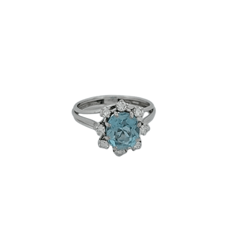Bague 54 Bague aigue-marine en or blanc 18 carats et diamants 58 Facettes RV CREATION - 2752919
