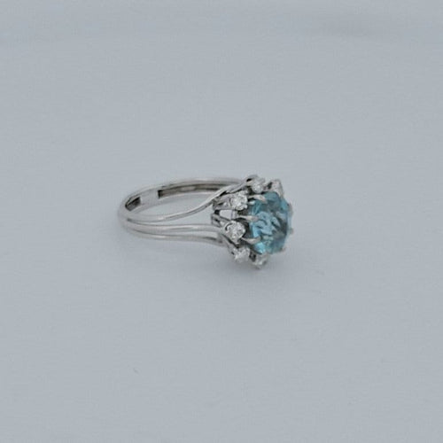 Bague 54 Bague aigue-marine en or blanc 18 carats et diamants 58 Facettes RV CREATION - 2752919