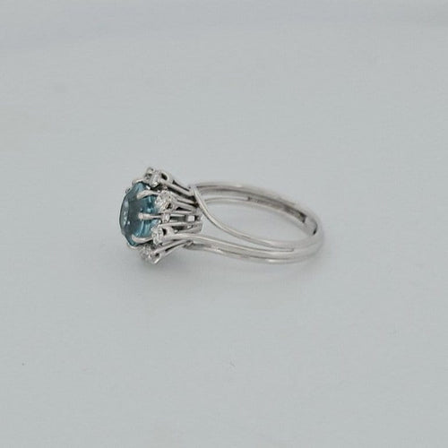 Bague 54 Bague aigue-marine en or blanc 18 carats et diamants 58 Facettes RV CREATION - 2752919