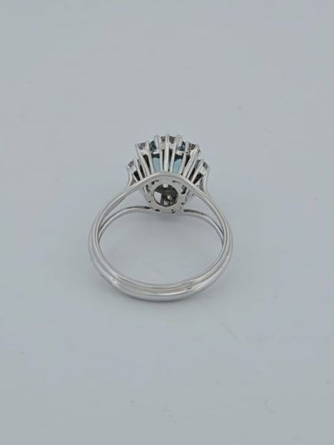 Bague 54 Bague aigue-marine en or blanc 18 carats et diamants 58 Facettes RV CREATION - 2752919