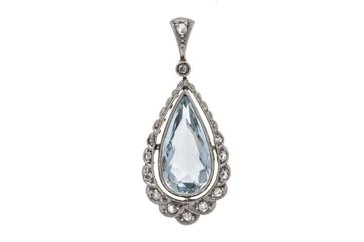 Pendentif Pendentif - Aigue-marine et diamants en or jaune 750 et platine 900 58 Facettes 11617