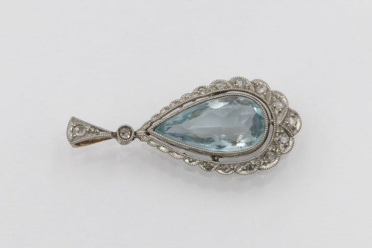 Pendentif Pendentif - Aigue-marine et diamants en or jaune 750 et platine 900 58 Facettes 11617