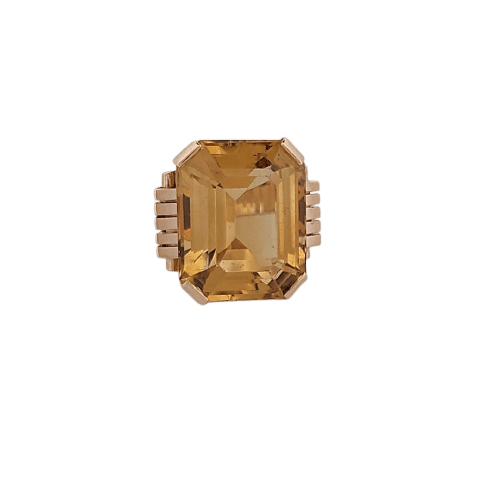 Bague 58 Bague topaze rectangulaire en or jaune 18 carats 58 Facettes RV CREATION - 3042174