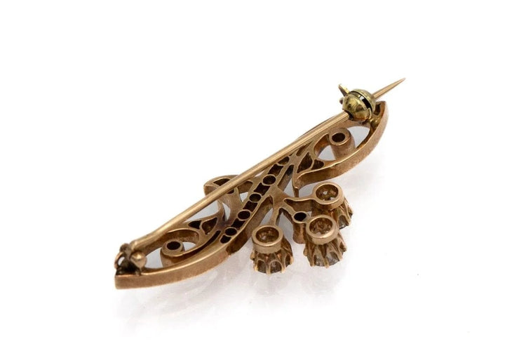 Broche Broche Art nouveau en or jaune 585 avec diamants 1,15 ct 58 Facettes 9043