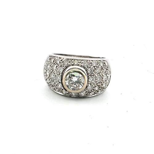 Bague 54 Bague - Solitaire pavé en or blanc avec diamants 58 Facettes 1031 E OC