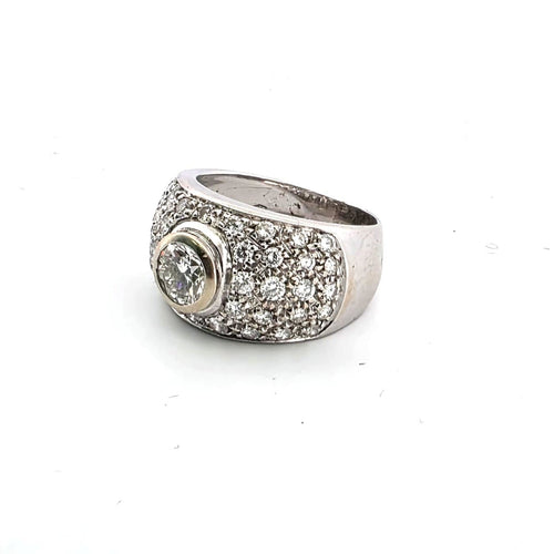 Bague 54 Bague - Solitaire pavé en or blanc avec diamants 58 Facettes 1031 E OC