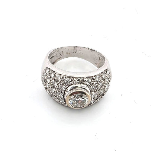 Bague 54 Bague - Solitaire pavé en or blanc avec diamants 58 Facettes 1031 E OC