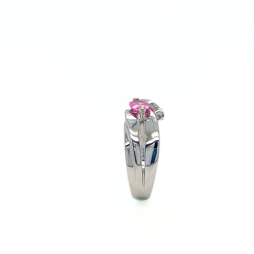 Bague 54.5 Bague en or blanc 750 avec saphir rose et diamants 58 Facettes 434741