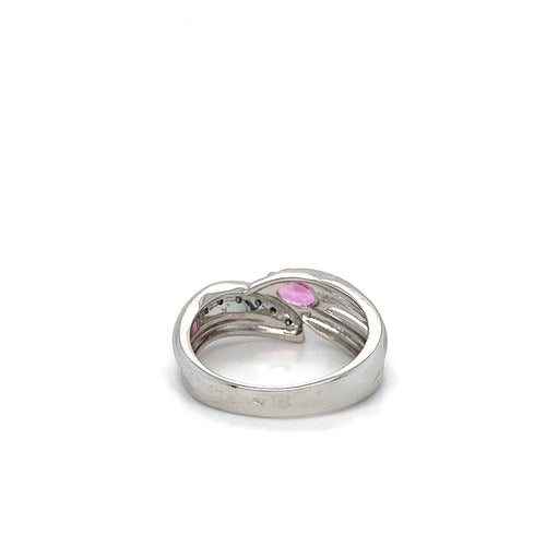Bague 54.5 Bague en or blanc 750 avec saphir rose et diamants 58 Facettes 434741