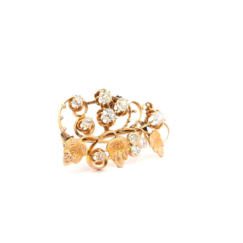 Broche Broche ancienne en or rose 18 ct et diamants taille bolchevique 58 Facettes UN-0772