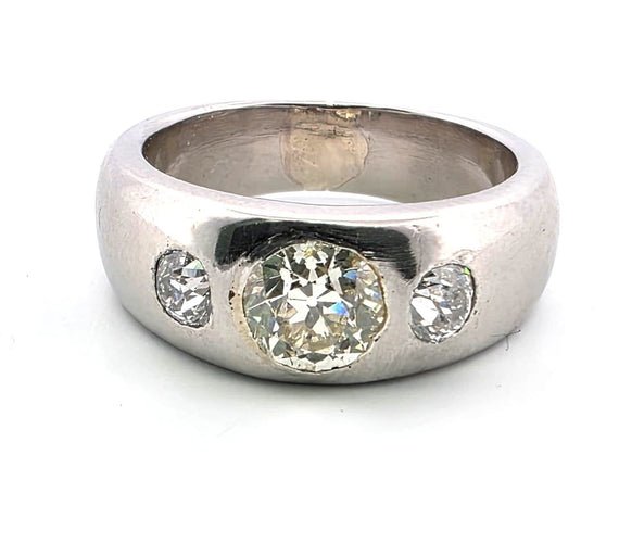 Bague 52 Bague bandeau en platine avec diamants taille old mine 58 Facettes 223/26 M
