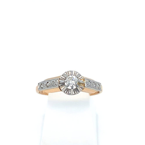 Bague 54.5 Bague solitaire Art déco bicolore en or 750 et diamants 58 Facettes 434761
