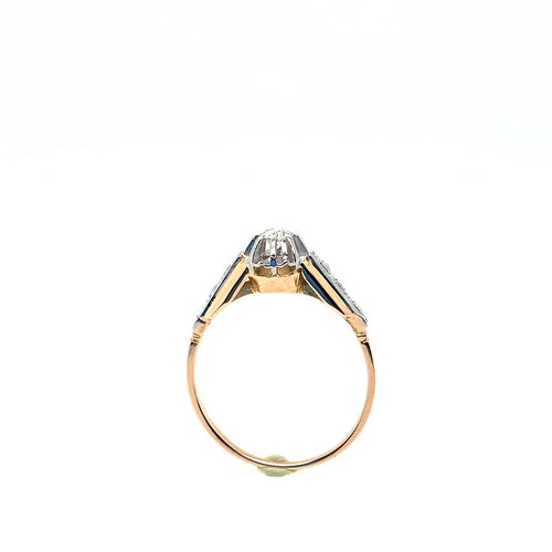 Bague 54.5 Bague solitaire Art déco bicolore en or 750 et diamants 58 Facettes 434761
