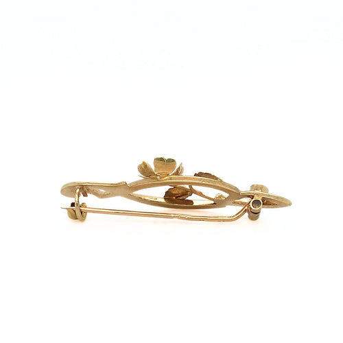 Broche Broche Art nouveau en or jaune 750 avec rubis et perle 58 Facettes 434771