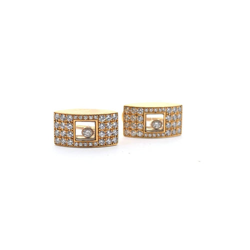 Boucles d'oreilles Chopard Happy Diamonds - Boucles d’oreilles puces en or jaune 18k et diamants 58 Facettes UN-0580