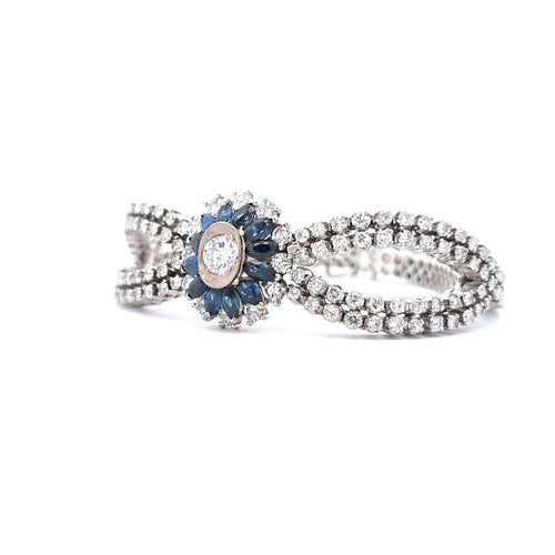 Bracelet Bracelet jonc en or blanc 18 ct avec diamants et saphirs 58 Facettes UN-0540