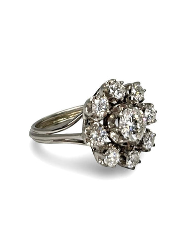 Bague 53 Bague en or blanc 18K sertie de diamants 2,1 ct 58 Facettes 1853