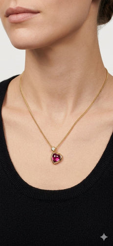 Collier Collier pendentif cœur rhodolite et diamant en or jaune 18K 58 Facettes LP1845