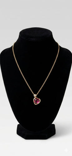 Collier Collier pendentif cœur rhodolite et diamant en or jaune 18K 58 Facettes LP1845