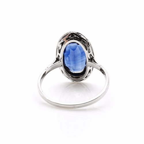 Bague 54 Art déco - Bague en or et platine au saphir et diamants 58 Facettes Art déco Bague en or et platine sertie de saphir et diamants
