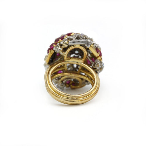 Bague 46 Bague dôme en or jaune 750‰ et platine 950‰, rubis et diamants 58 Facettes 260026SP