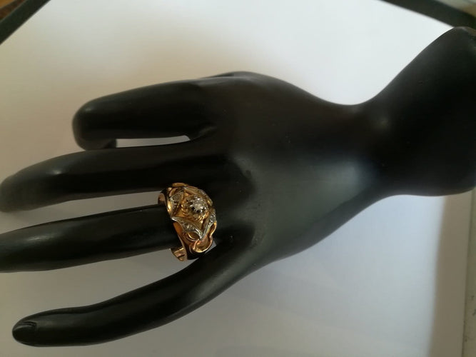 Bague 54 Bague ancienne trois ors 18 ct avec diamants 58 Facettes 00923