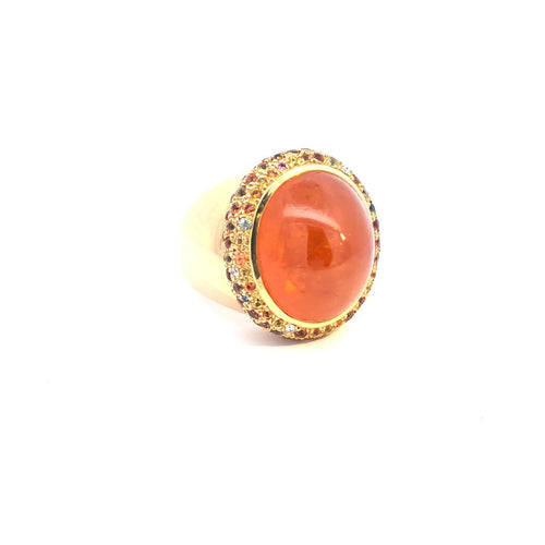 Bague 54 Bague vintage en or jaune 18 carats avec grenat spessartite et saphirs 58 Facettes 5812099