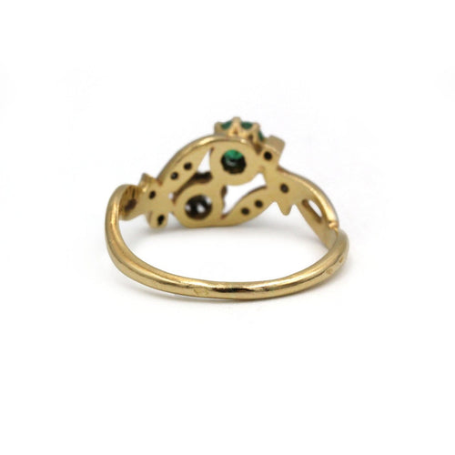 Bague 56.5 Bague Toi & Moi en or jaune et blanc avec diamants et émeraude 58 Facettes 260109R