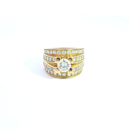 Bague 55 Bague vintage en or jaune 18k avec diamants 58 Facettes 11728