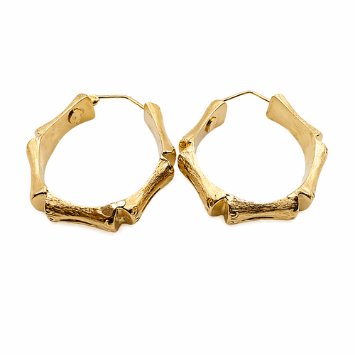 Boucles d'oreilles Boucles d’oreilles créoles maille bambou en or jaune 18 carats 58 Facettes Boucles d'oreilles créoles bambous en or