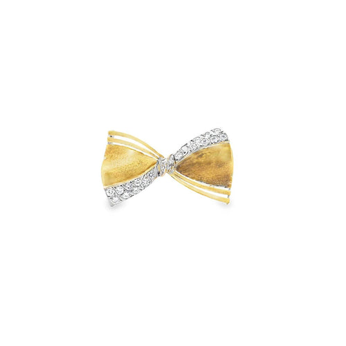 Broche Broche nœud ruban vintage en or jaune et blanc et diamants 58 Facettes 60024013