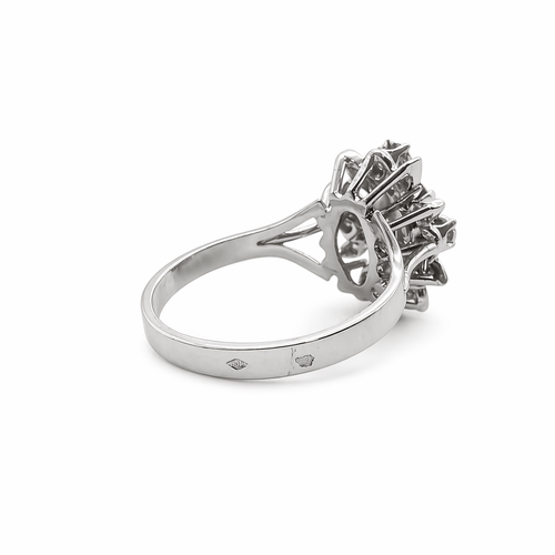 Bague 53 Bague marguerite en or blanc 18 carats rubis et diamants 58 Facettes Bague marguerite en or blanc 18 carats, rubis et diamants