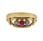 Bague 52.5 Art déco - Bague jarretière en or 18k avec rubis synthétique et diamants 58 Facettes A07035