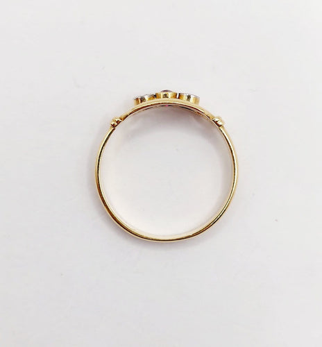 Bague 52.5 Art déco - Bague jarretière en or 18k avec rubis synthétique et diamants 58 Facettes A07035