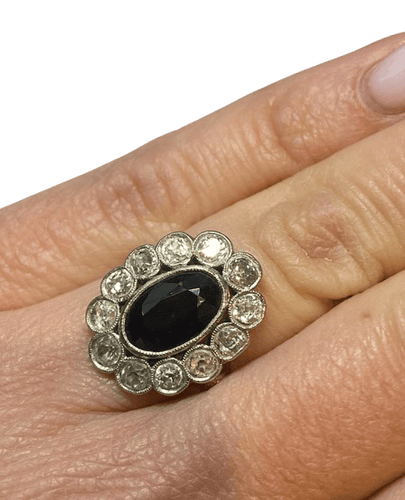 Bague 49 Bague Pompadour en platine avec saphir et diamants, taille 49 58 Facettes BO/260114