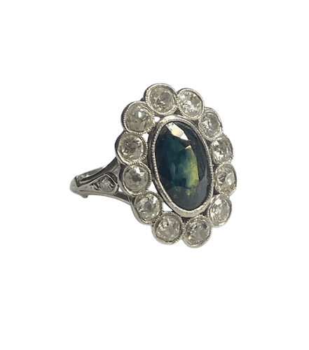 Bague 49 Bague Pompadour en platine avec saphir et diamants, taille 49 58 Facettes BO/260114